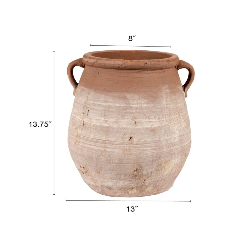 Creative Co-Op Large Orange & Whitewashed Terracotta Urn - Image 2